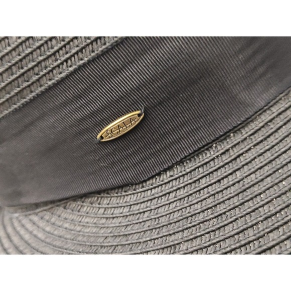 Scala Riviera Women's Black Paper Poly Braid Round Crown with 4" Brim Sunhat OS - Picture 3 of 11